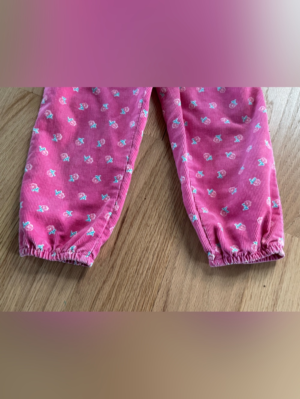 Vintage OshKosh B’Gosh Pink Floral Corduroy Vestbak Overalls 2T - Picture 11 of 11